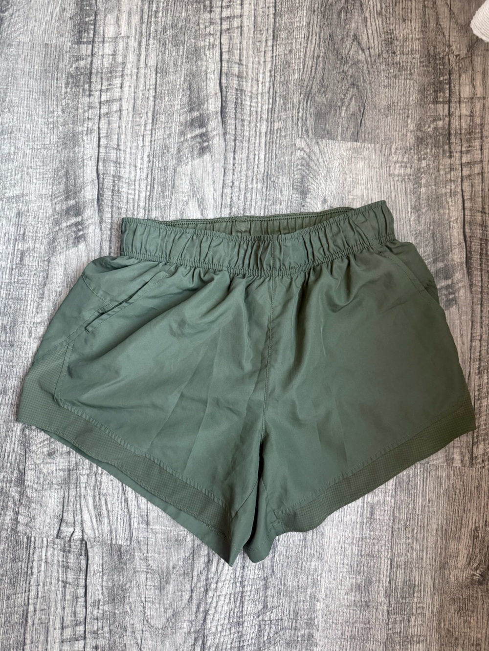 Athletic Works Green Running Shorts Built-In Brief Liner Pockets Size S